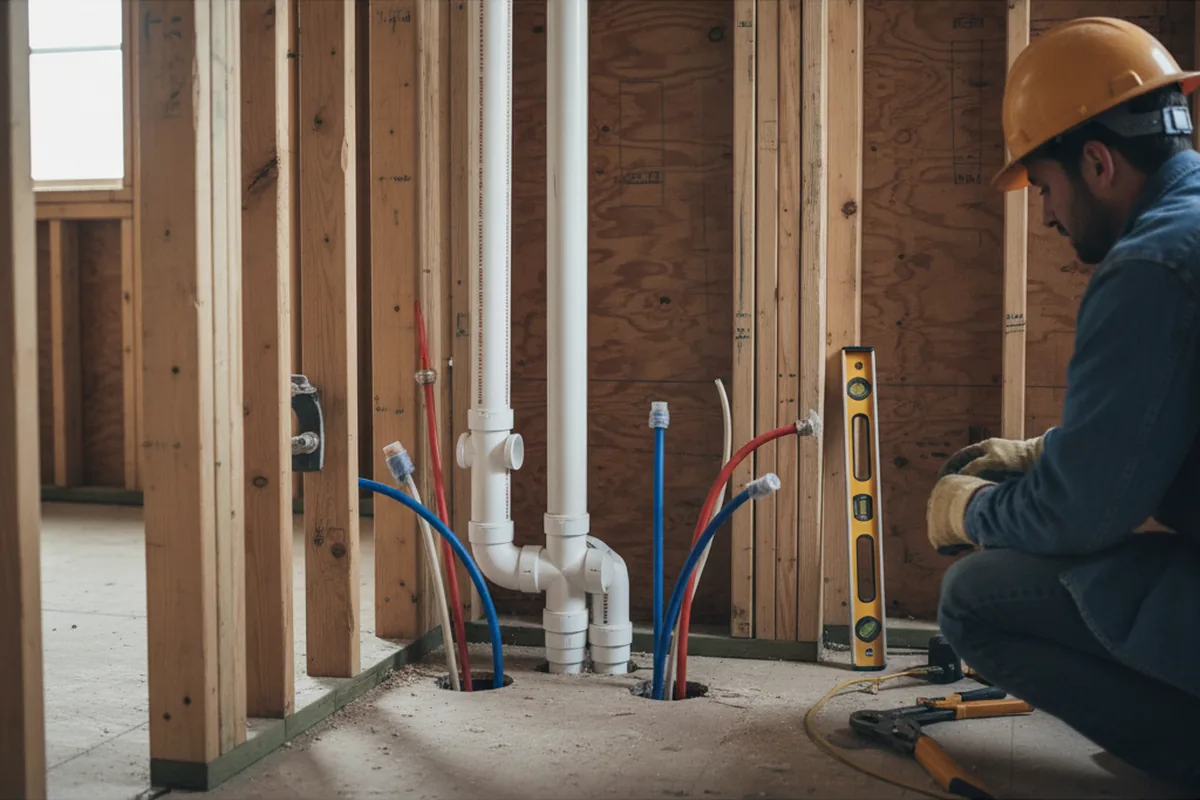 Drain and supply rough-in during Garbage Disposal Repair in Dane